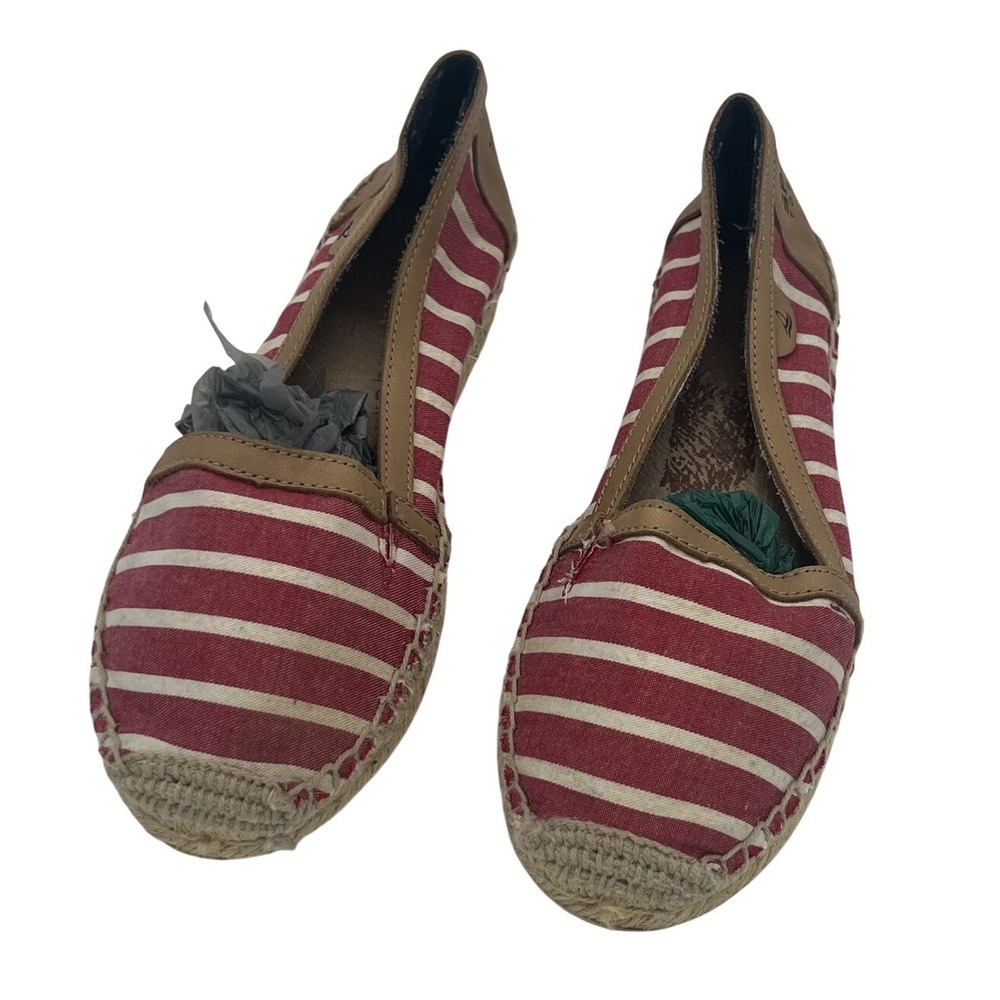 Sperry‎ Top-Sider Women's 5.5 M Red White Stripe Canvas Espadrille Flats Shoes
